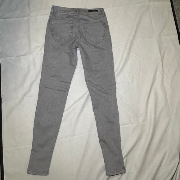 Zara Basic Moto Style Ankle Zip Grey Skinny Jeans Size 2 - Picture 3 of 9